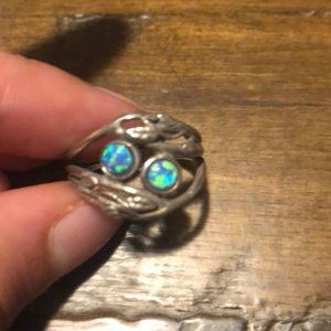 Sterling silver ring with blue gems
